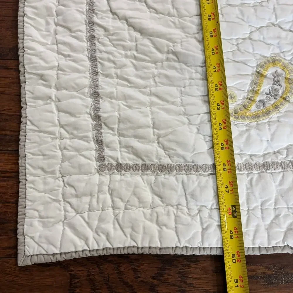 Pottery Barn Kids Quilt Crib Blanket Yellow Gray‎ Paisley Infant Toddler Nursery